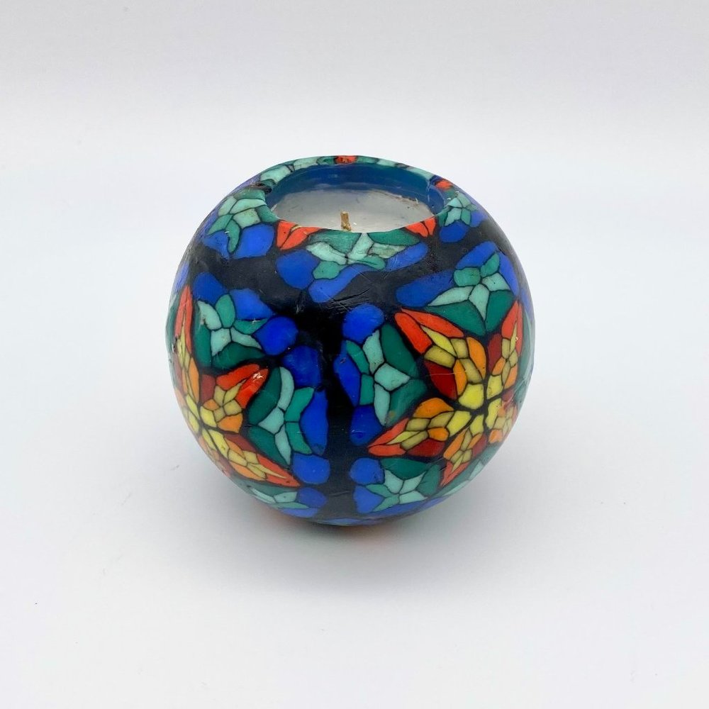 Vintage Millefiori Round Candle - Stained Glass Effect Candle